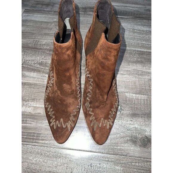 MARIO VALENTINO Ankle boots Women Brown Size 7 Italy Boots Suede - Picture 2 of 6